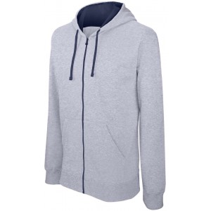 Kariban Contrast f�rfi kapucnis pul�ver, Oxford Grey/Navy