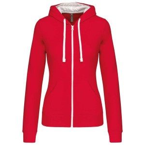 Kariban Contrast n�i kapucnis pul�ver, Red/White